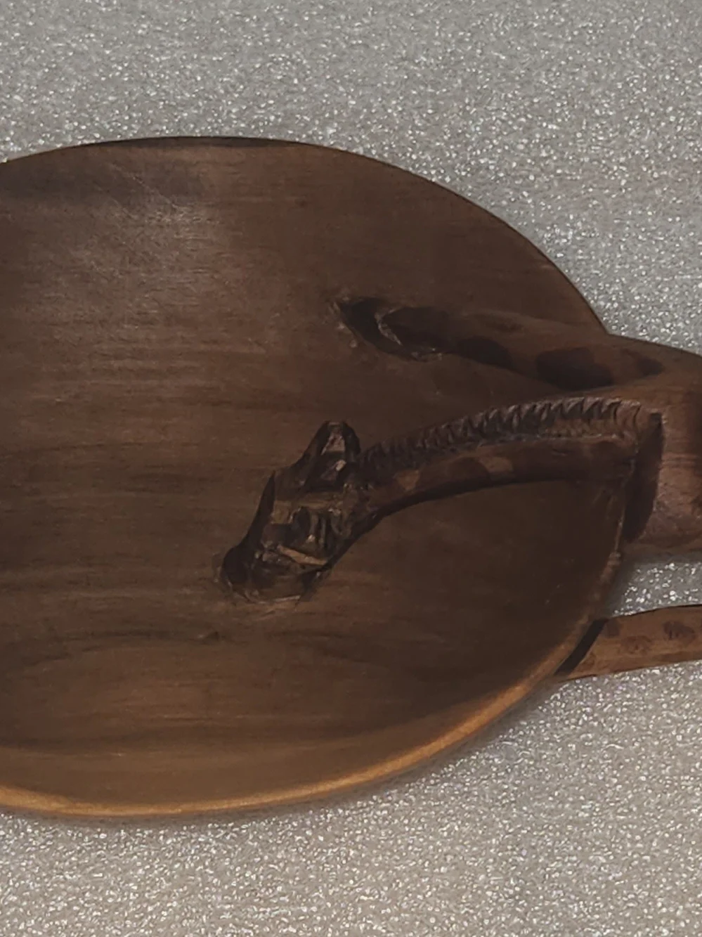 Vintage African Giraffe Drinking Wood Bowl Hand Carved and Painted Made in Kenya